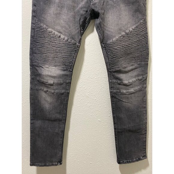 H&M Divided Skinny Jeans Mens 36 Gray Washed Biker Moto Ribbed Stretch Denim - Picture 4 of 13